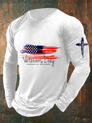 Men's Veteran Faith Print  long sleeve T-shirt