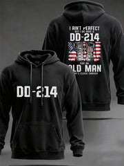 Men's I Ain`t Perfect But I Do Have DD-214 Veterans Casual Pocket Hoodie