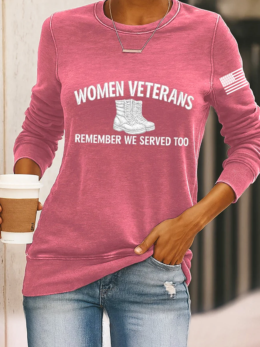 Women's Veteran Print Casual Sweatshirt
