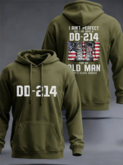 Men's I Ain`t Perfect But I Do Have DD-214 Veterans Casual Pocket Hoodie
