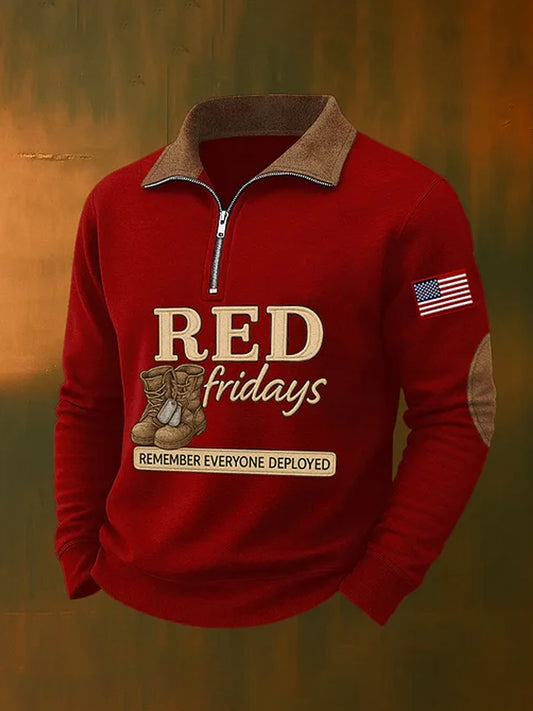 Men's Red Friday Veteran Casual Zipper Sweatshirt