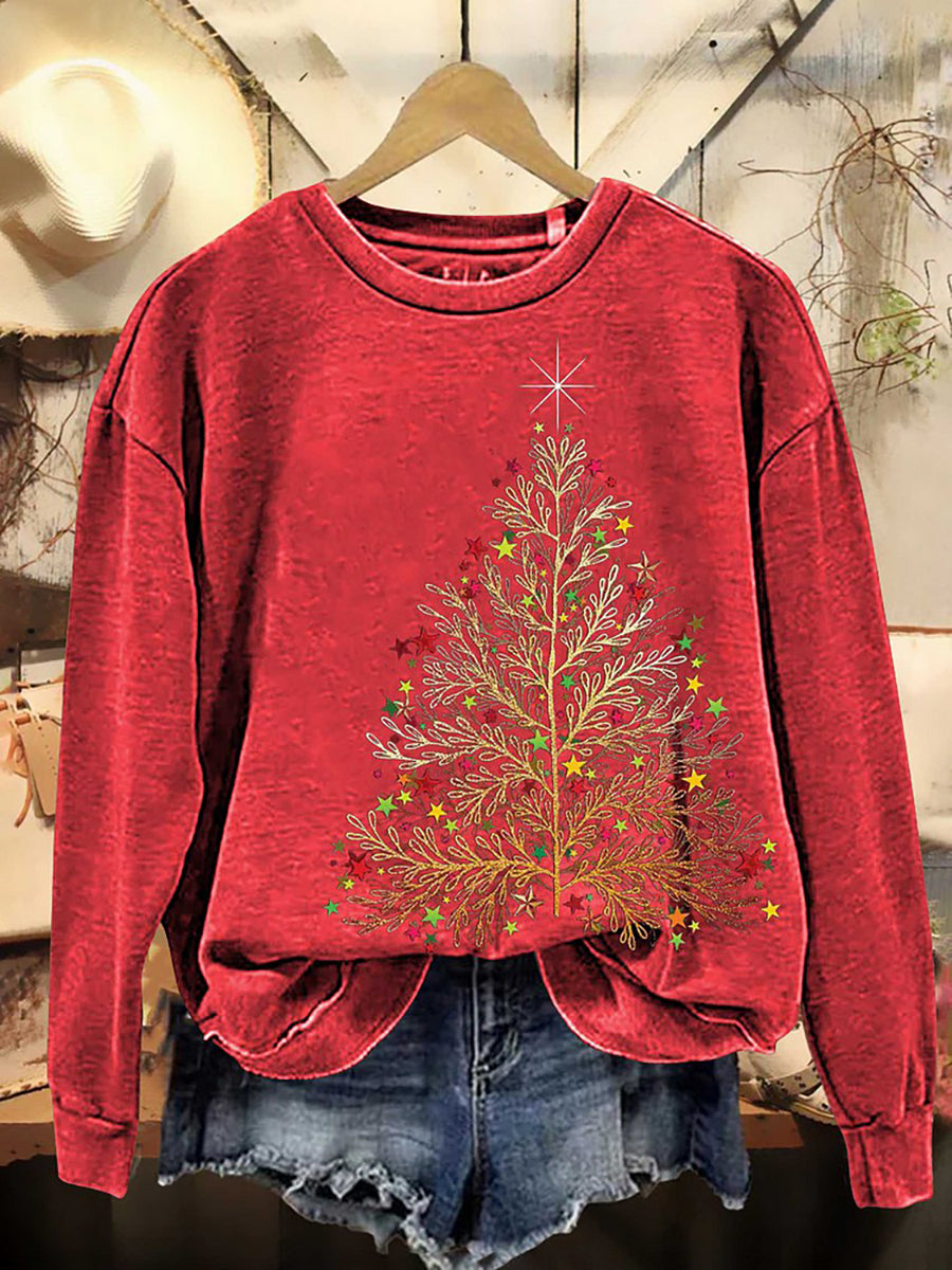 Women's Christmas Tree Art Printed Sweatshirt