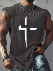 Men's Casual Cross Print Tank Top