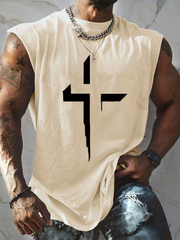 Men's Casual Cross Print Tank Top