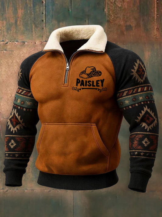 Men's Vintage Western Paisley Printed Casual Sweatshirt