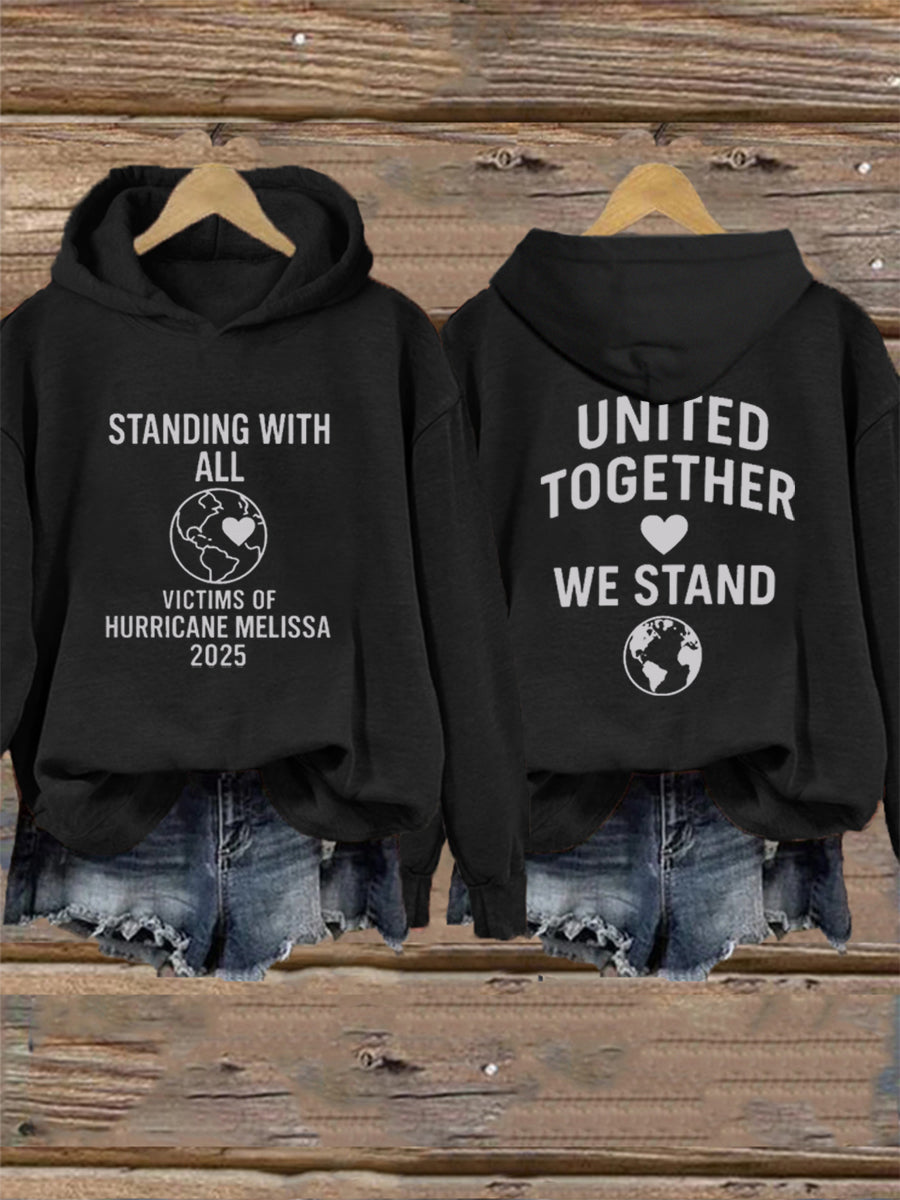 Women's Standing With All Victims Of Hurricane Melissa United Together We Stand Hoodie