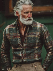 Men's Vintage Christmas Plaid Graphic Comfy Shirt