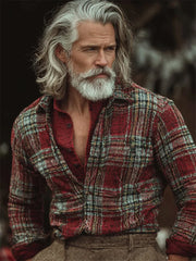 Men's Vintage Christmas Plaid Graphic Comfy Shirt