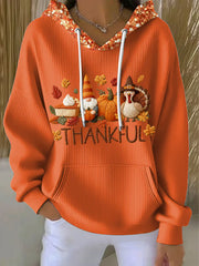Women's Thanksgiving Print Casual Hoodie