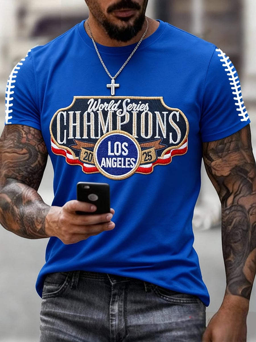 Men's Baseball World Champions 2025 Print Casual Tee