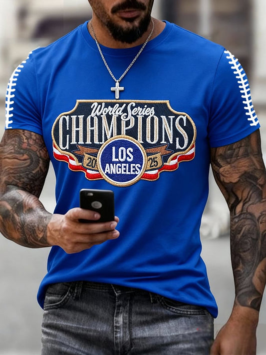 Men's Baseball World Champions 2025 Print Casual Tee