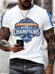 Men's Baseball World Champions Print Casual Tee