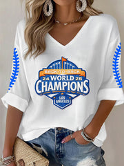 Women's Baseball World Champions 2025 Print Casual Long-Sleeve T-shirt