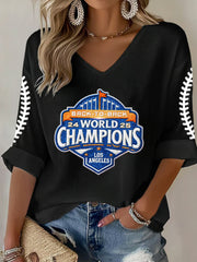 Women's Baseball World Champions 2025 Print Casual Long-Sleeve T-shirt