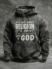 Men's It's Not a Religion It's a Relationship Faith Cross Hoodie with Pockets