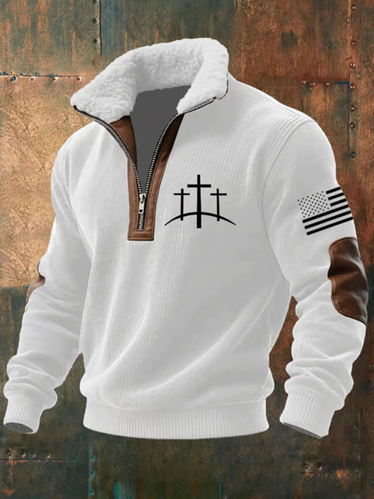 Men's Faith Cross Baggy Zip-up Hoodie
