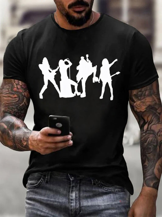 Men's Rock Band Print short-sleeved T-shirt