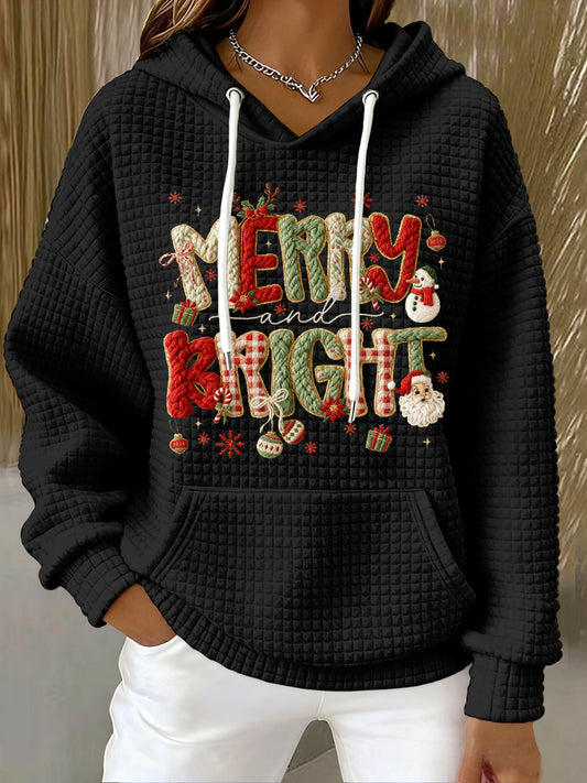 Women's Christmas Faux Yarn Printed Hoodie