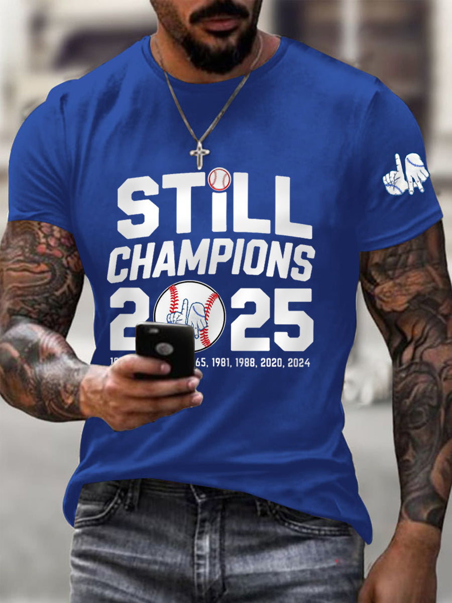 Men's Baseball World Series Still Champions 2025 Print Casual Tee