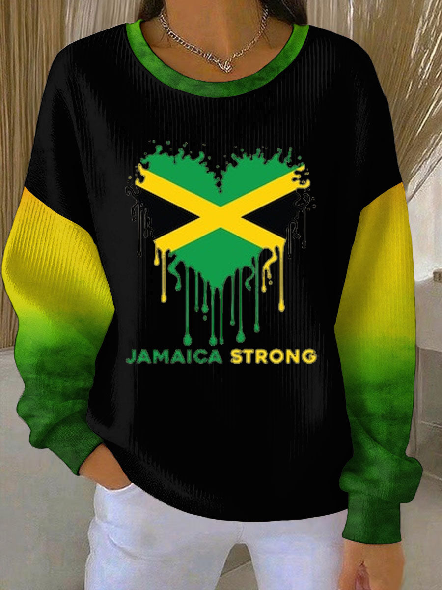 Women's Jamaica strong Ribbed Round-Neck Sweatshirt
