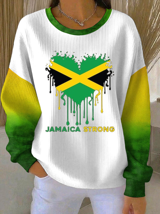 Women's Jamaica strong Ribbed Round-Neck Sweatshirt