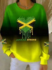Women's Retro Jamaican Strong Casual Ribbed Round-Neck Sweatshirt