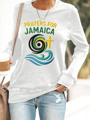 Women's Prayer For Jamaica Casual Polyester Waisted Sweatshirt