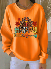 Women'S Happy Thanksgiving Print Sweatshirt