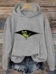 Women's Christmas Grinch Cat Print Casual Hoodie