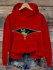Women's Christmas Grinch Cat Print Casual Hoodie