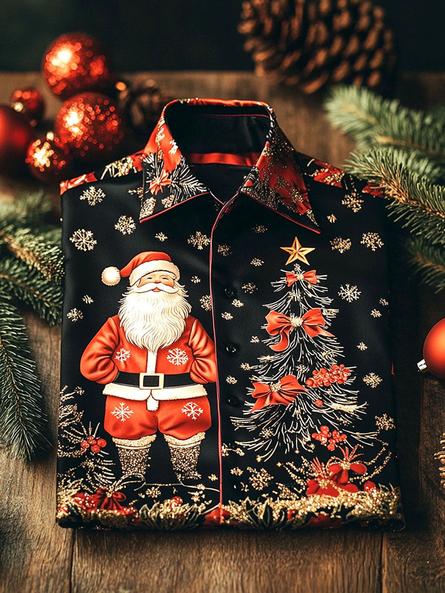Men's Luxury Business Style Christmas Art Printed Shirt