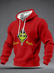 Men's Eww, People Funny Christmas Grinch Cat Print Casual Waffle Hoodie