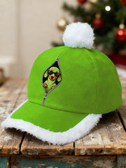 Unisex Funny Cute Christmas Grinch Dachshund Print Plush Patchwork Hat