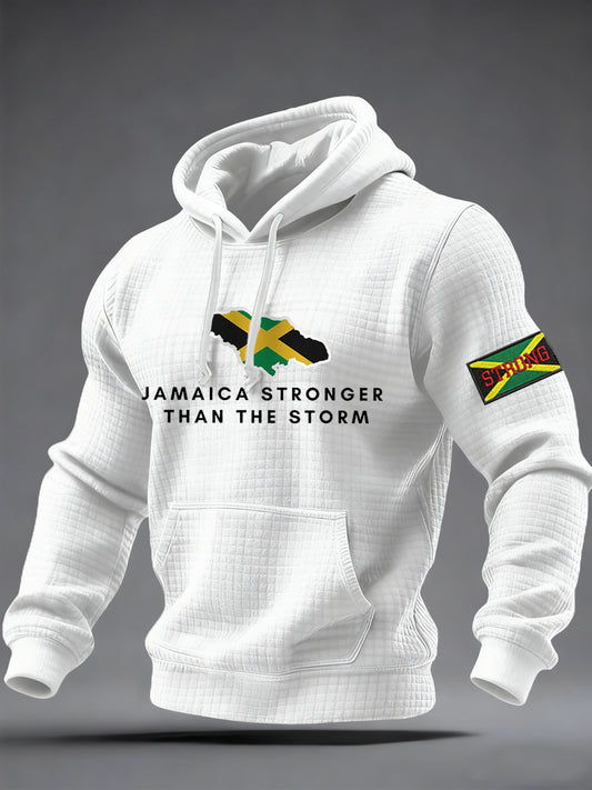 Men's Hurricane Melissa Jamaica Stronger Than The Storm Pray For Jamaica Checkered Cotton Hoodie