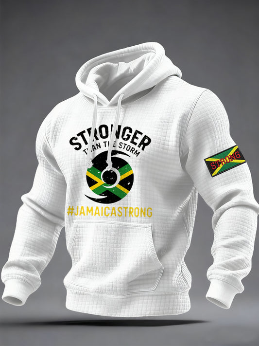 Men's Hurricane Melissa Jamaica Stronger Than The Storm Pray For Jamaica Checkered Cotton Hoodie