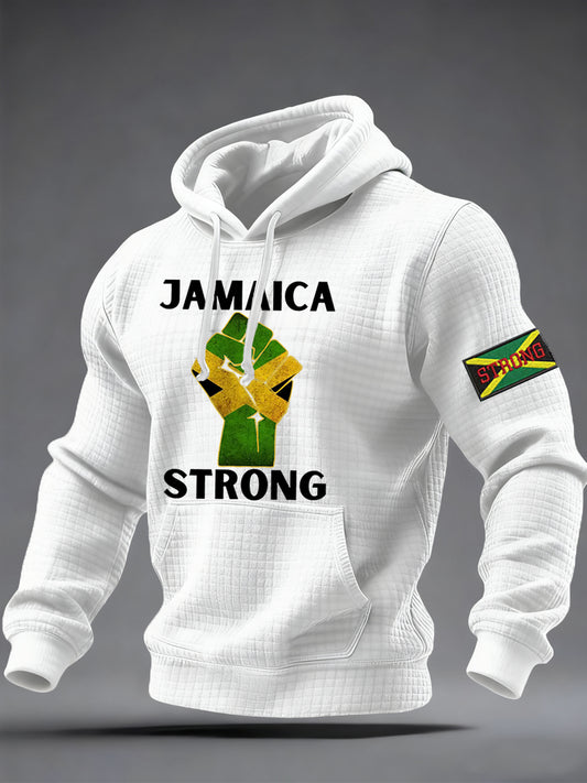 Men's Hurricane Melissa Jamaica Strong Checkered Cotton Hoodie