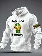 Men's Hurricane Melissa Jamaica Strong Checkered Cotton Hoodie