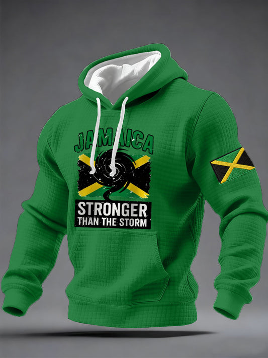 Men's Jamaica Stronger Than The Strom Print Checkered Hoodie
