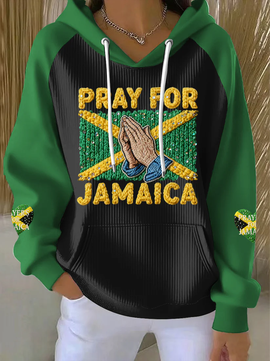 Women's Retro Jamaican Prayer Hurricane Casual Hoodie