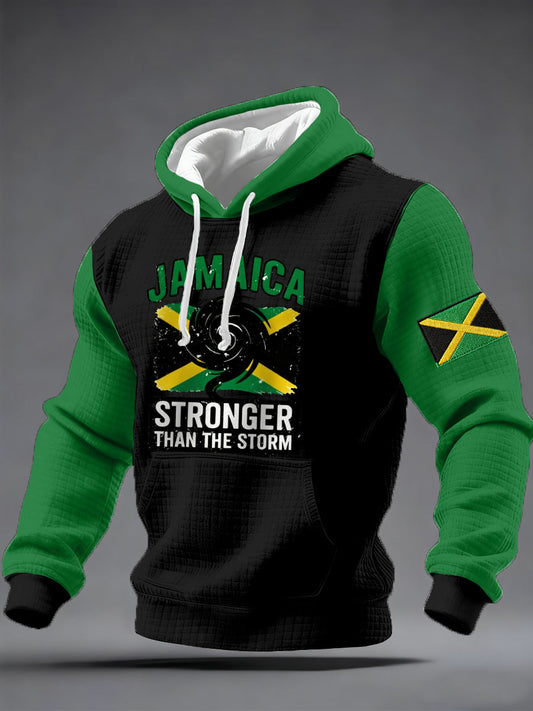 Men's Jamaica Stronger Than The Strom Print Checkered Hoodie
