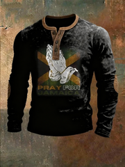 Men's Retro Prayer For Jamaica Casual Henley