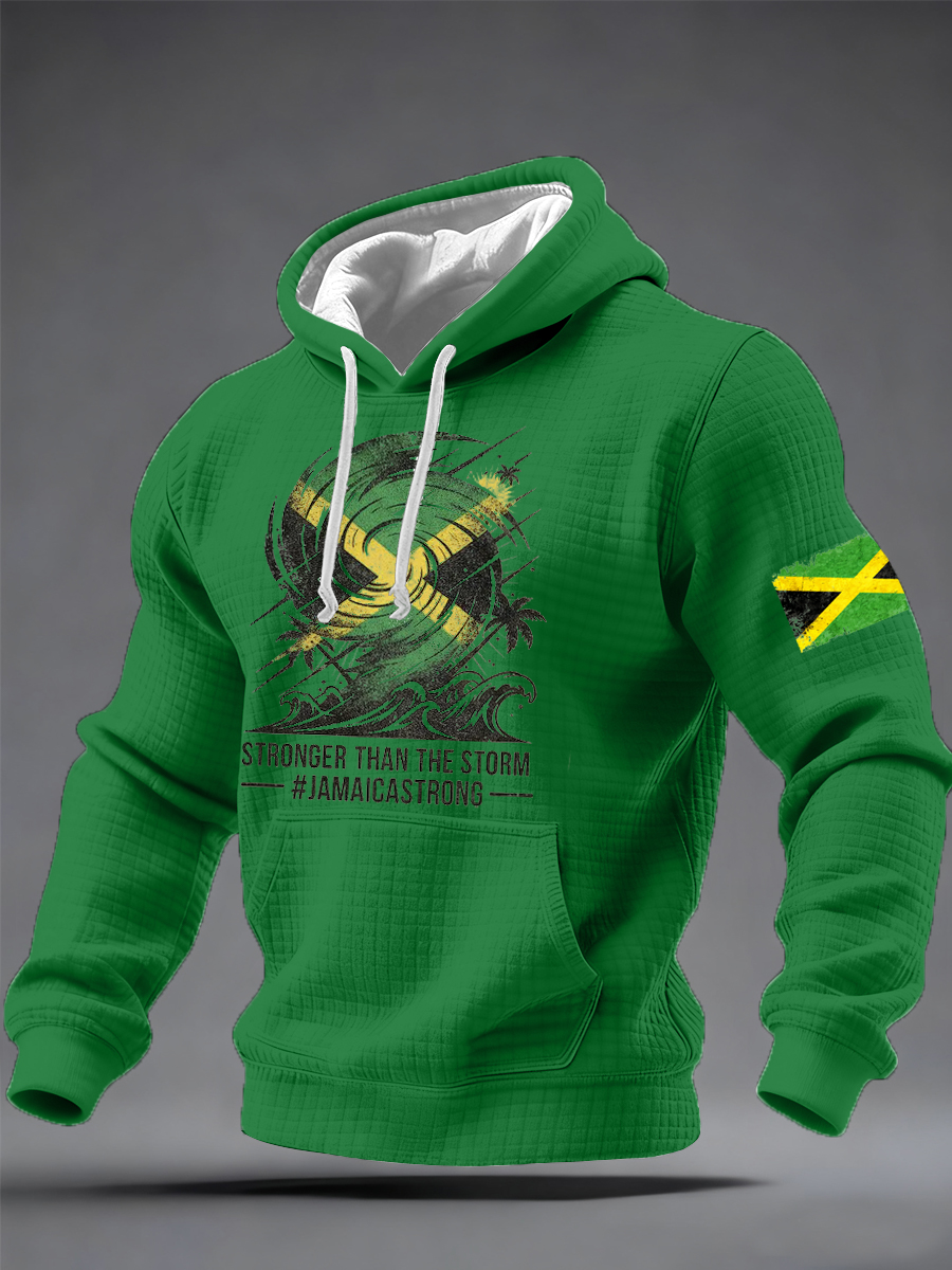 Men's Stronger Than The Storm Jamaica Strong Print Hoodie