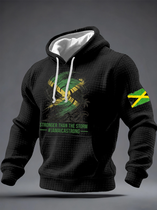 Men's Stronger Than The Storm Jamaica Strong Print Hoodie