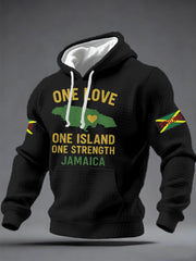 Men's One Love One Island One Strength Hurricane Melissa Jamaica Strong Checkered Hoodie