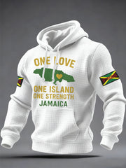 Men's One Love One Island One Strength Hurricane Melissa Jamaica Strong Checkered Hoodie