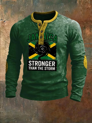 Men's Retro Jamaican Storm-Proof Casual Henley Shirt