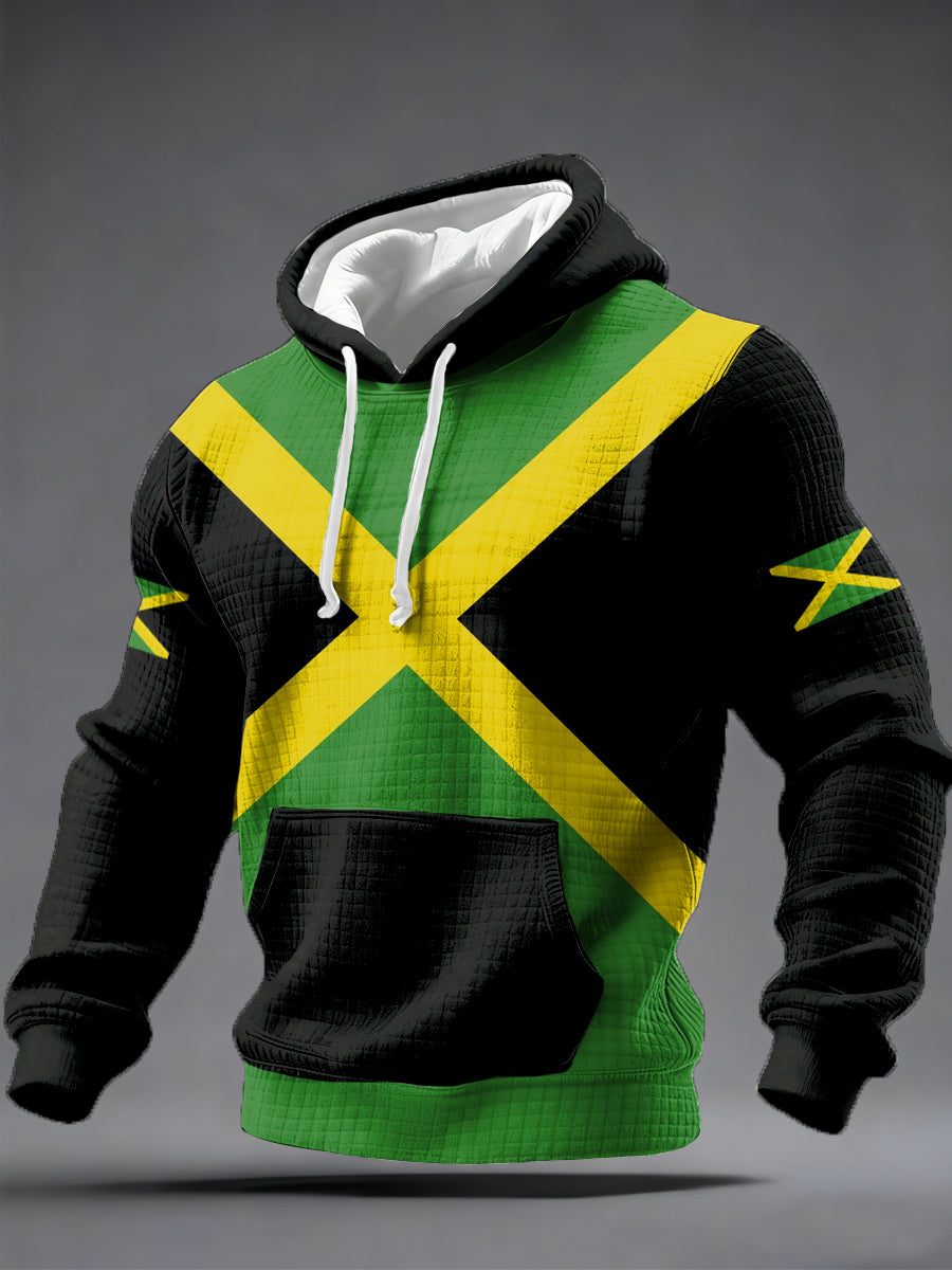 Men's Jamaica Flag Print Checkered Hoodie