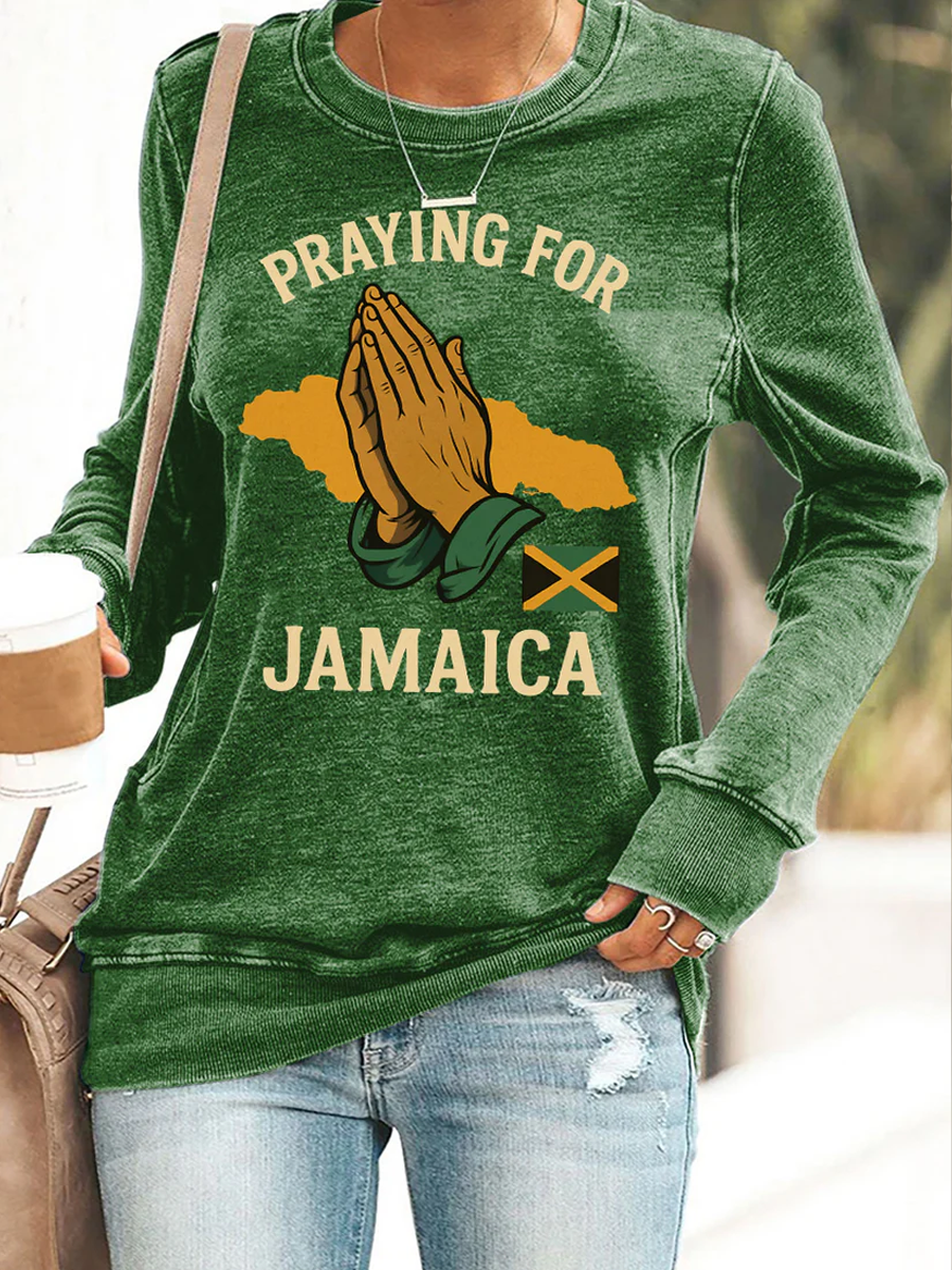 Women's Retro Jamaican Prayer Crewneck fitted sweatshirt