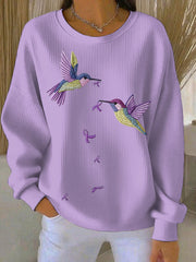 Women's Alzheimer's Awareness Art Purple Floral Printed Sweatshirt