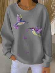 Women's Alzheimer's Awareness Art Purple Floral Printed Sweatshirt